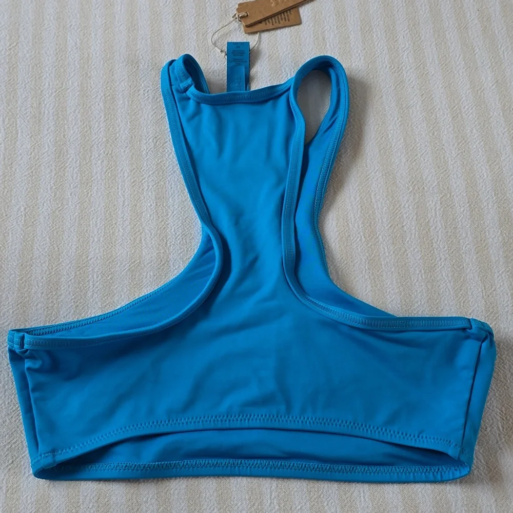 SKIMS Recycled Swim HighNeck Racerback Top Size:XS Turquoise